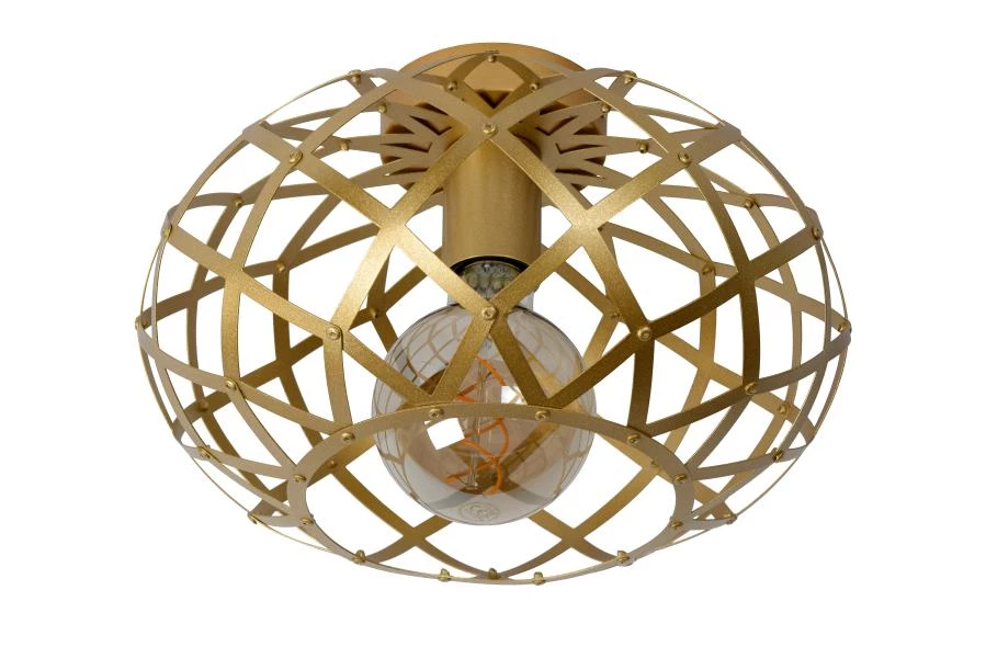 Lucide WOLFRAM - Plafonnier - Ø 30 cm - 1xE27 - Or Mat / Laiton - éteint